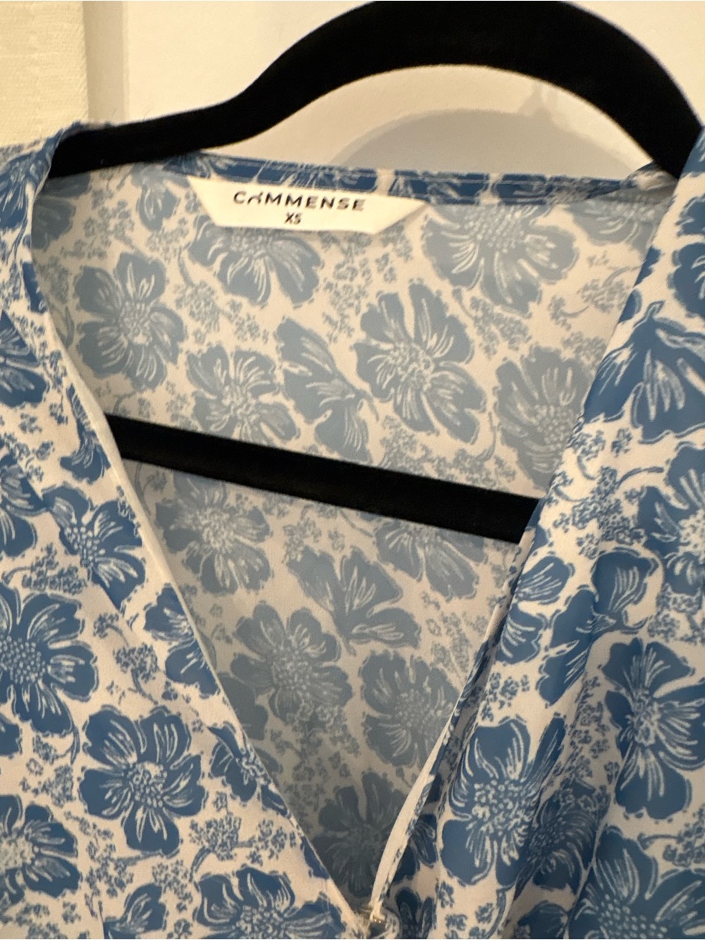 Commense Blue Floral Wrap Midi Dress with Puff Sleeves - Picture 4 of 4